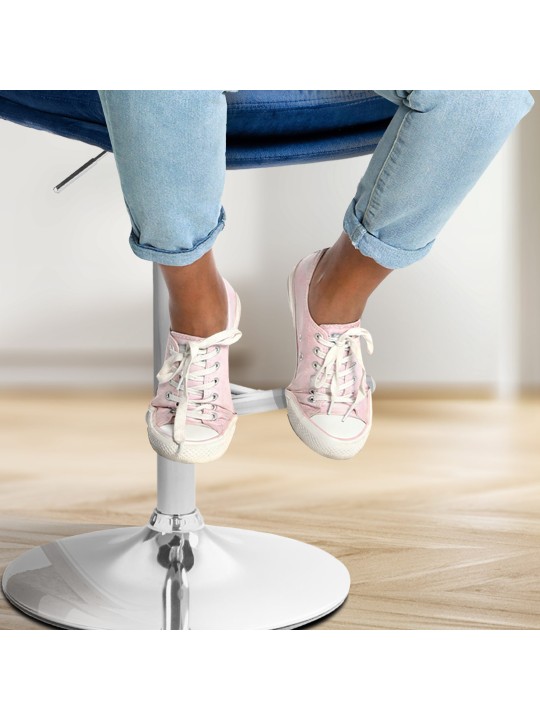 Barkruk Damar fluweel chroom, blauw