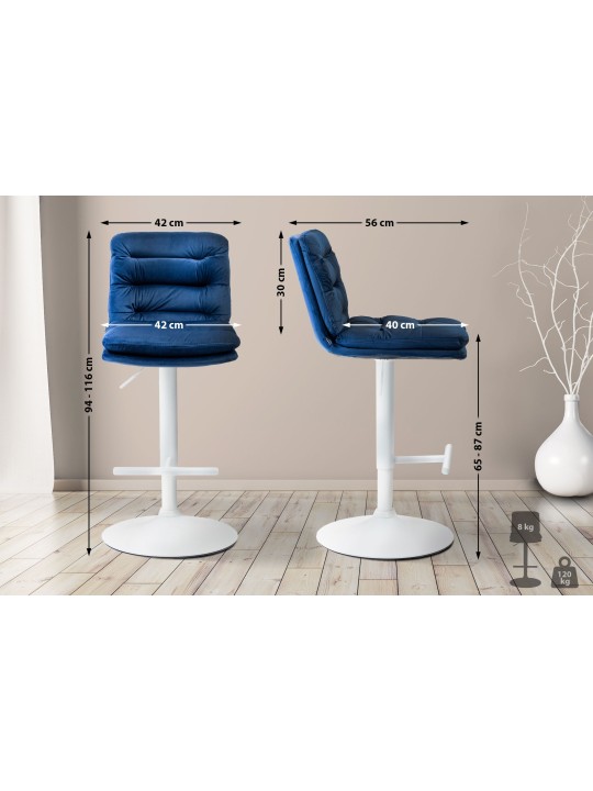 Barkruk Damar fluweel, blauw