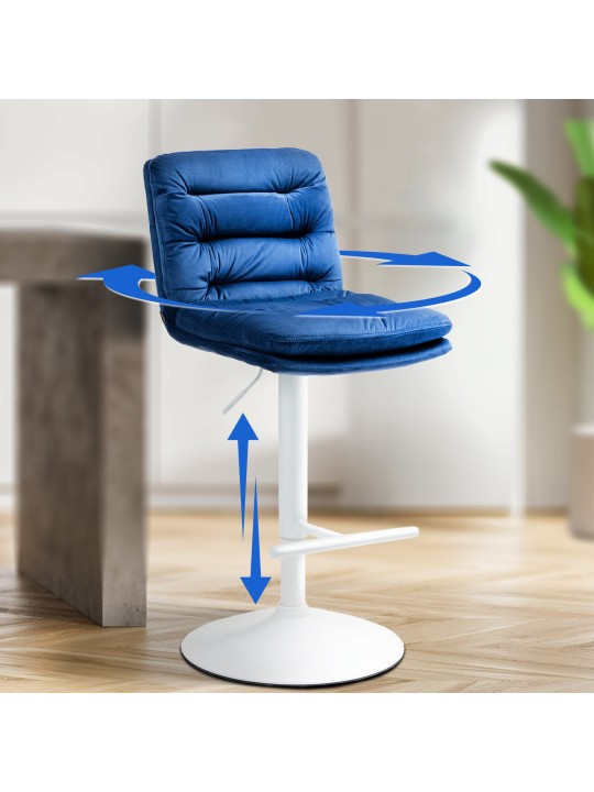 Barkruk Damar fluweel, blauw
