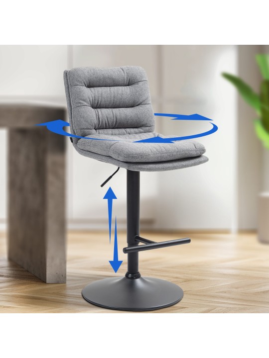 Barkruk Damar stof, grijs