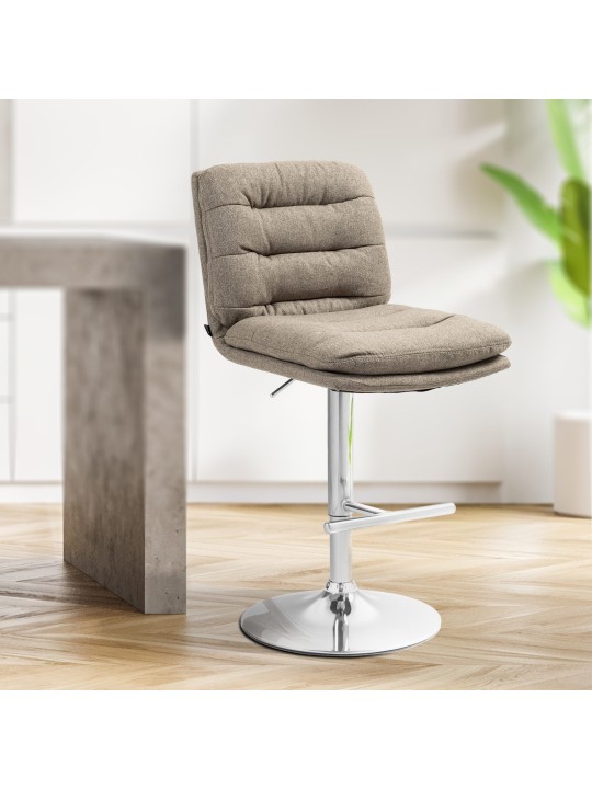 Barkruk Damar stof chroom, taupe Barkruk Damar stof chroom, taupe