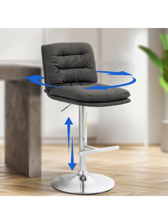 Barkruk Damar stof chroom, donkergrijs