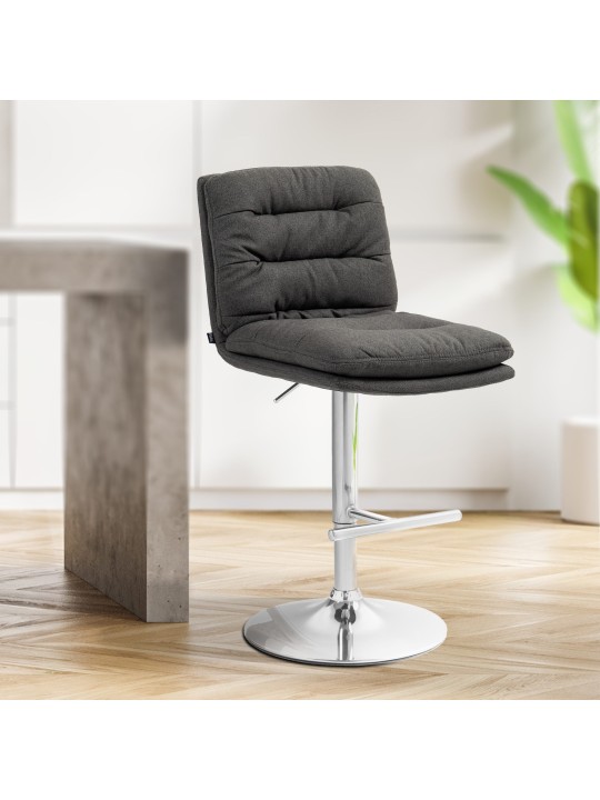 Barkruk Damar stof chroom, donkergrijs