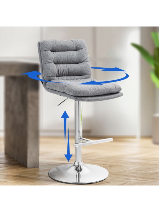 Barkruk Damar stof chroom, grijs