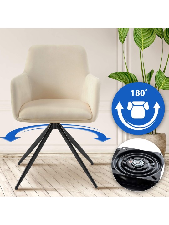 Olema fluwelen eetkamerstoel, crème