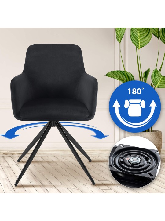 Olema fluwelen eetkamerstoel, zwart