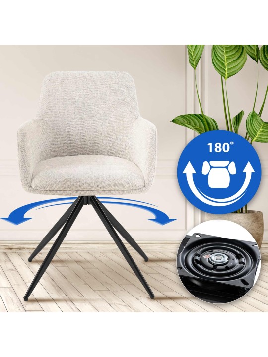 Eetkamerstoel Olema stof, crème