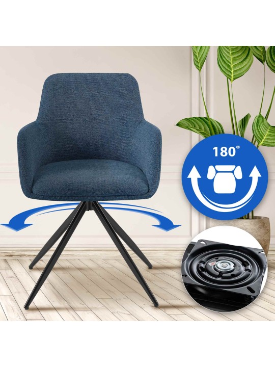 Eetkamerstoel Olema stof, blauw