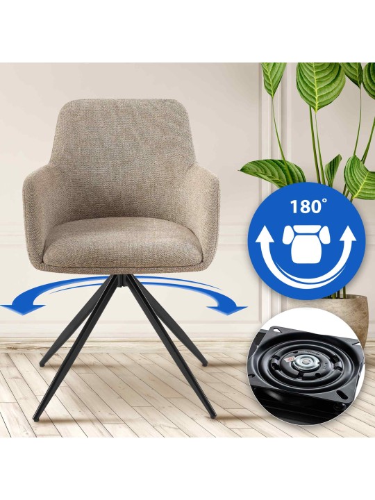 Eetkamerstoel Olema stof, taupe