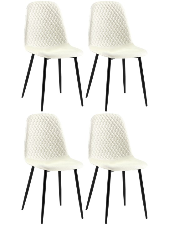 Set van 4 stoelen Giverny stof, crème