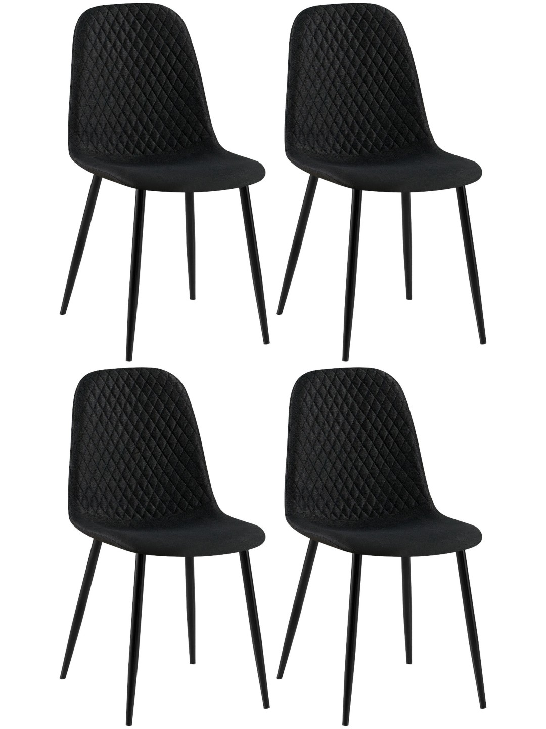 Set van 4 stoelen Giverny stof, zwart