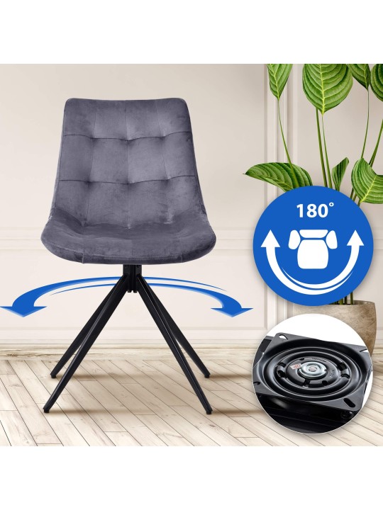 Merna fluwelen eetkamerstoel, donkergrijs Merna fluwelen eetkamerstoel, donkergrijs