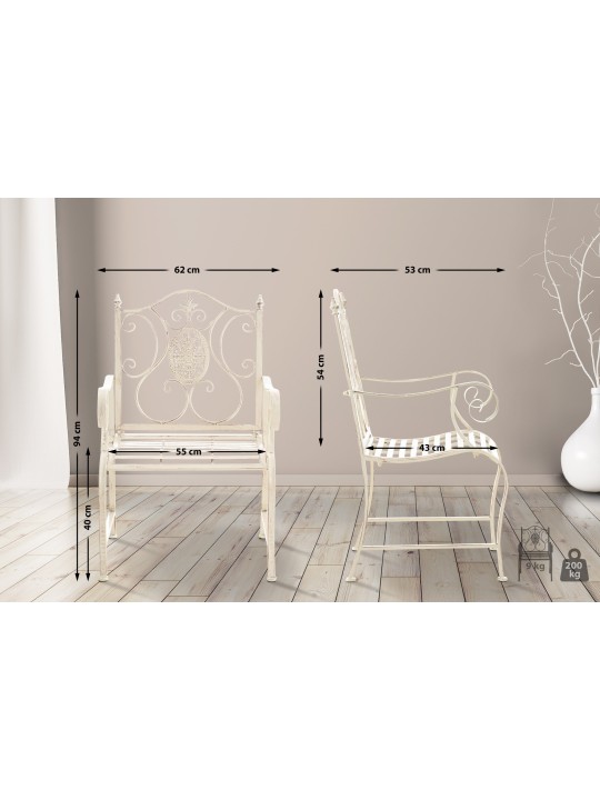 Set van 2 tuinstoelen Punjab, antiek crème