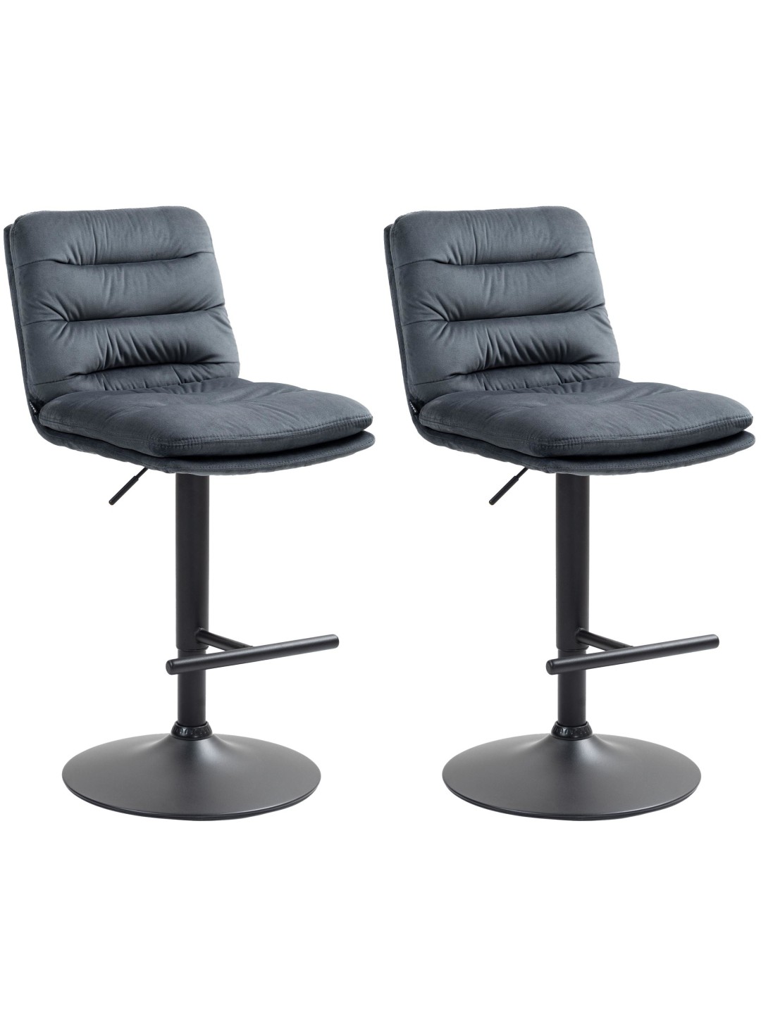 Set van 2 barkrukken Damar fluweel, donkergrijs