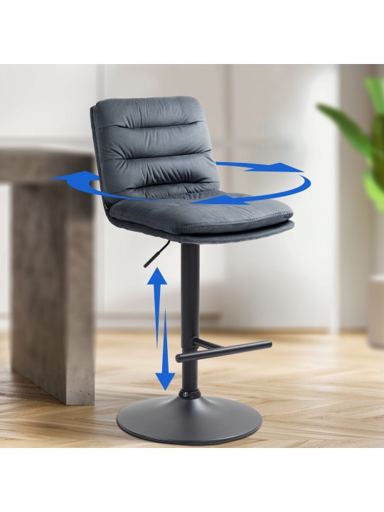 Set van 2 barkrukken Damar fluweel, donkergrijs