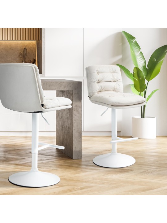 Set van 2 barkrukken Damar fluweel, crème