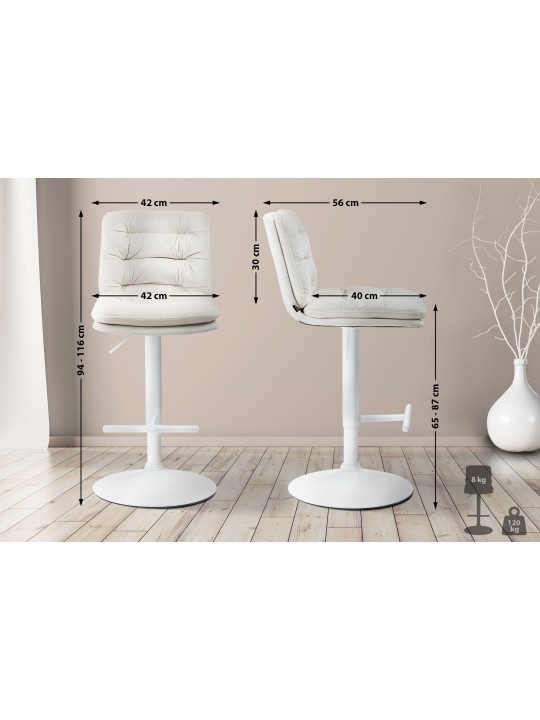 Set van 2 barkrukken Damar fluweel, crème