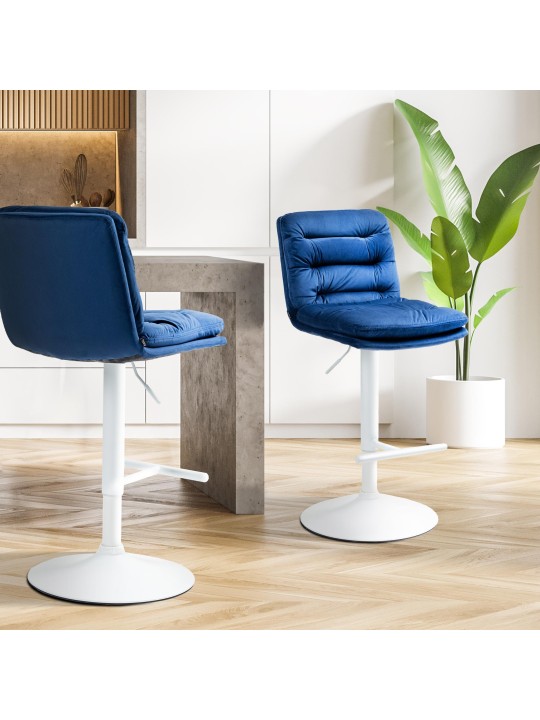 Set van 2 barkrukken Damar fluweel, blauw Set van 2 barkrukken Damar fluweel, blauw