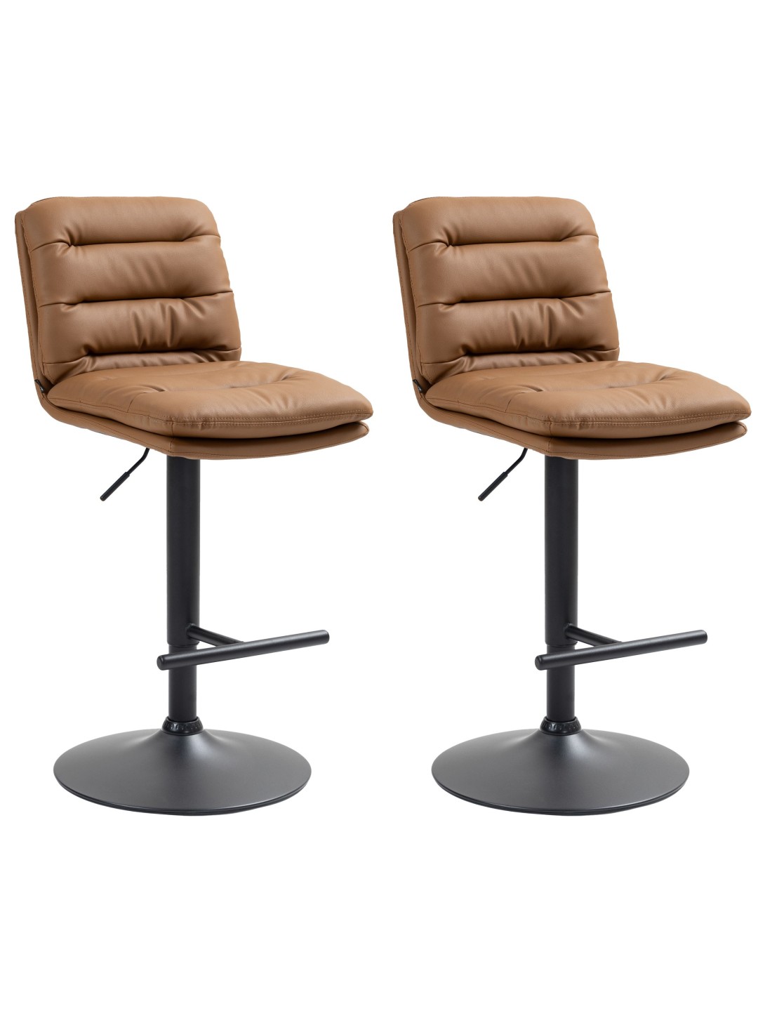 Set van 2 barkrukken Damar kunstleer, lichtbruin