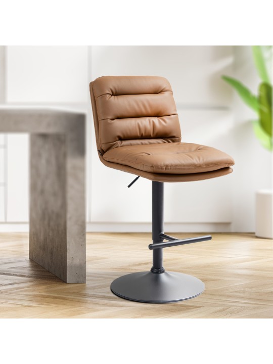 Set van 2 barkrukken Damar kunstleer, lichtbruin