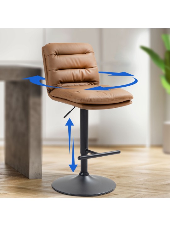 Set van 2 barkrukken Damar kunstleer, lichtbruin