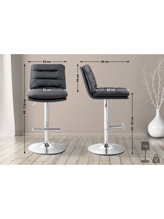 Set van 2 barkrukken Damar kunstleer chroom, zwart