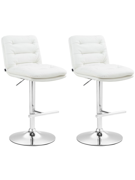 Set van 2 barkrukken Damar kunstleer chroom, wit Set van 2 barkrukken Damar kunstleer chroom, wit