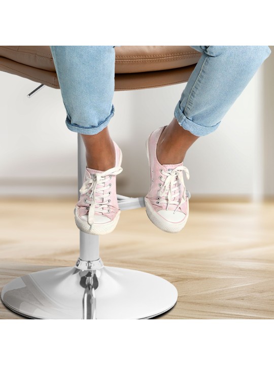 Set van 2 barkrukken Damar kunstleer chroom, lichtbruin