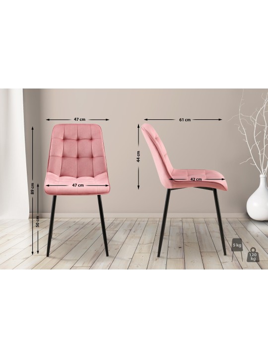 Gifford fluwelen eetkamerstoel, roze