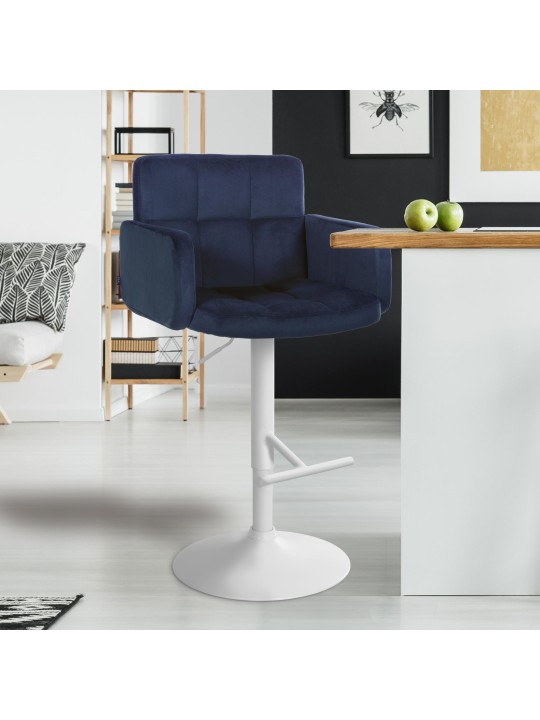 Barkruk Los Angeles fluweel, blauw