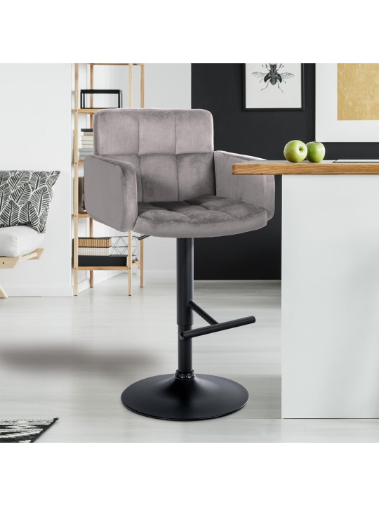 Barkruk Los Angeles fluweel, grijs Barkruk Los Angeles fluweel, grijs