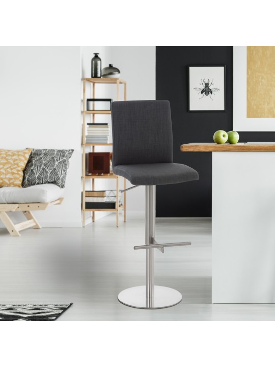 Barkruk Cadiz stof roestvrij staal, donkergrijs