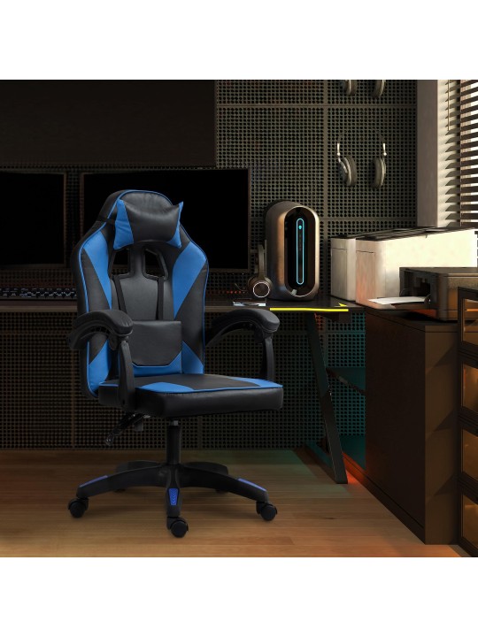 Bureaustoel Orkney kunstleer, zwart/blauw