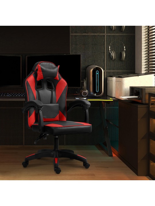 Bureaustoel Orkney kunstleer, zwart/rood