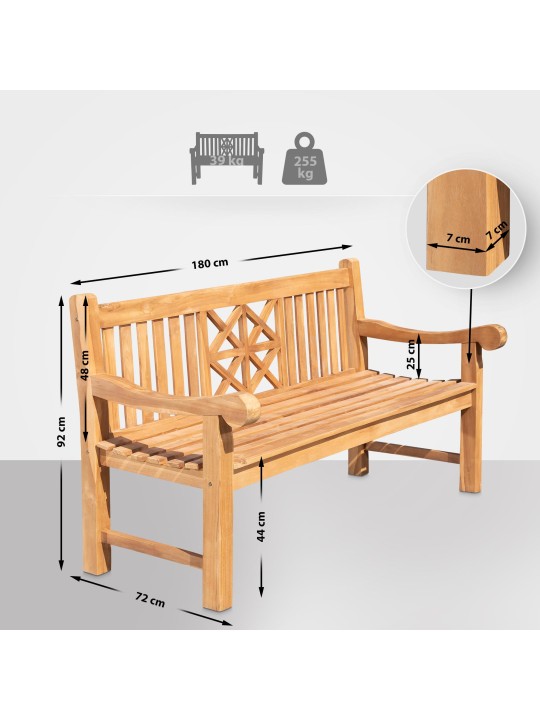 Teakhouten bank Florida 180 cm, teak Teakhouten bank Florida 180 cm, teak