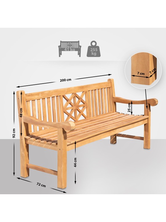 Teakhouten bank Florida 200 cm, teak