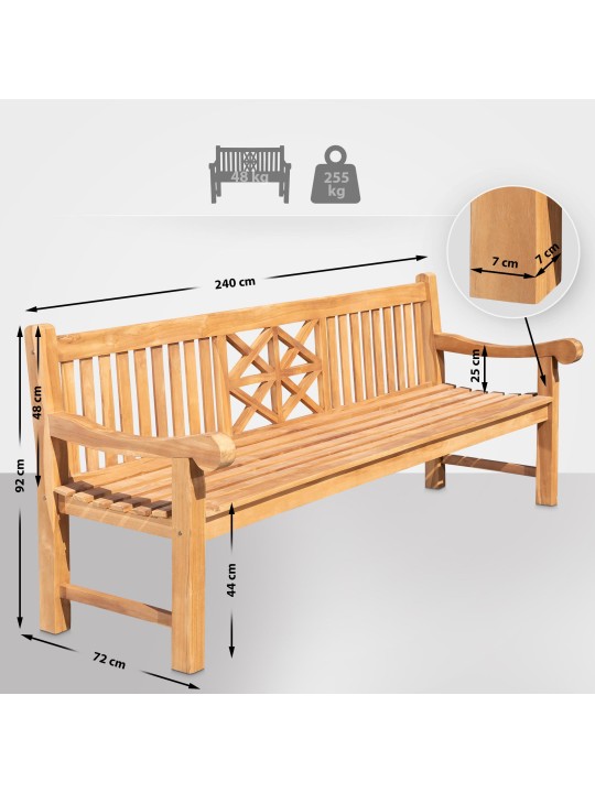 Teakhouten bank Florida 240 cm, teak Teakhouten bank Florida 240 cm, teak