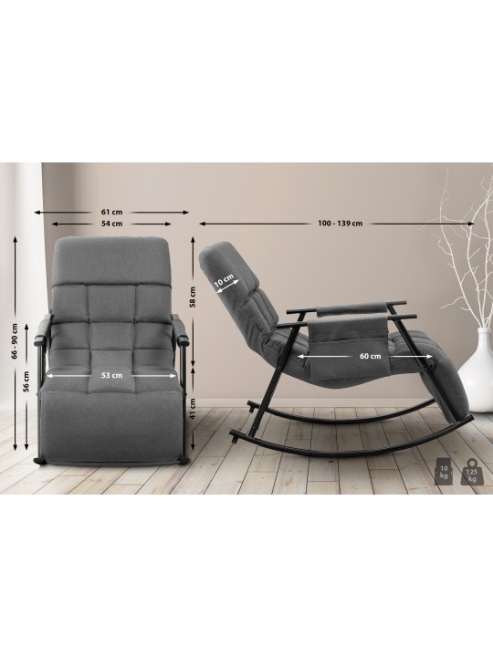 Schommelstoel Cathy stof, donkergrijs