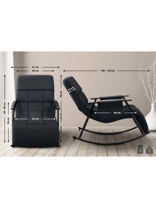 Schommelstoel Cathy stof, zwart