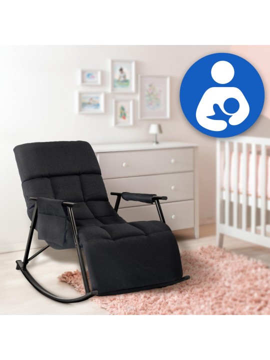 Schommelstoel Cathy stof, zwart