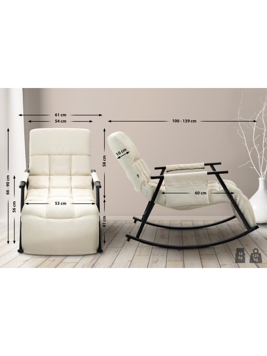 Schommelstoel Cathy stof, crème Schommelstoel Cathy stof, crème