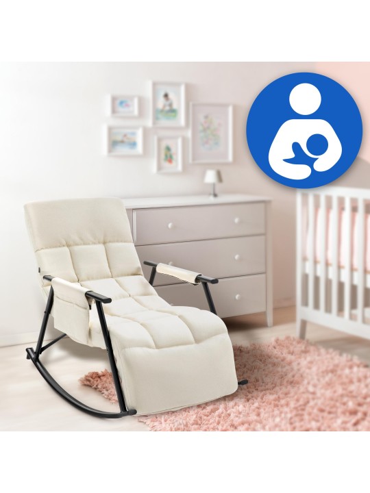 Schommelstoel Cathy stof, crème Schommelstoel Cathy stof, crème