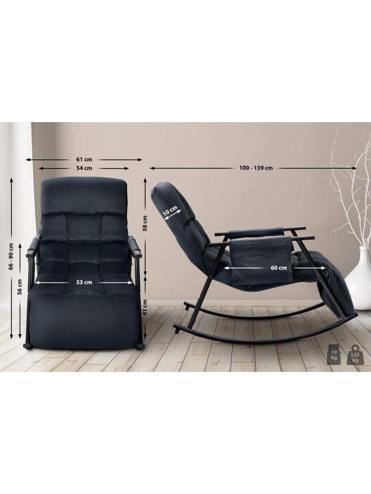 Schommelstoel Cathy fluweel, zwart