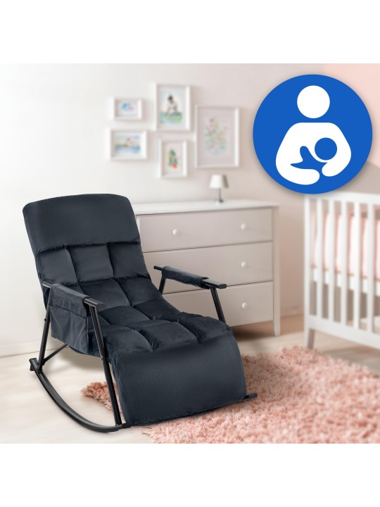 Schommelstoel Cathy fluweel, zwart