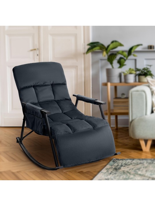 Schommelstoel Cathy fluweel, zwart