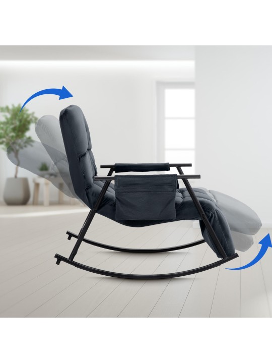 Schommelstoel Cathy fluweel, zwart