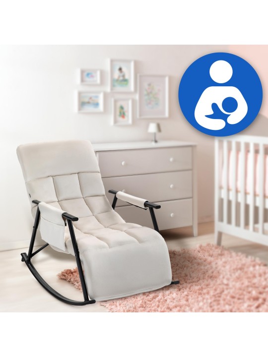 Schommelstoel Cathy fluweel, crème