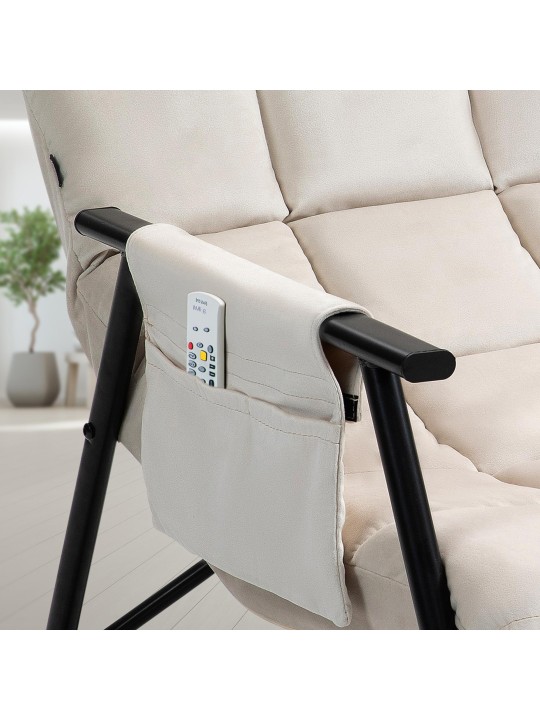 Schommelstoel Cathy fluweel, crème