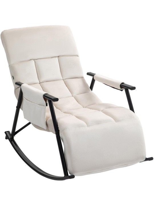 Schommelstoel Cathy fluweel, crème