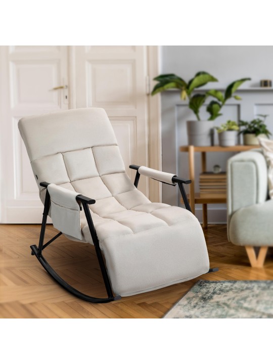 Schommelstoel Cathy fluweel, crème